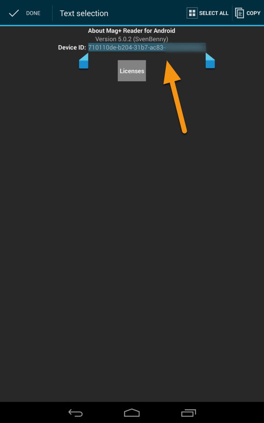 Copy the Device ID and send it in an email to your computer.<br />