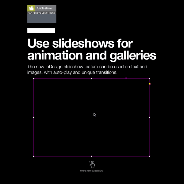 In InDesign, draw an image box on the content layer where the slideshow will appear.