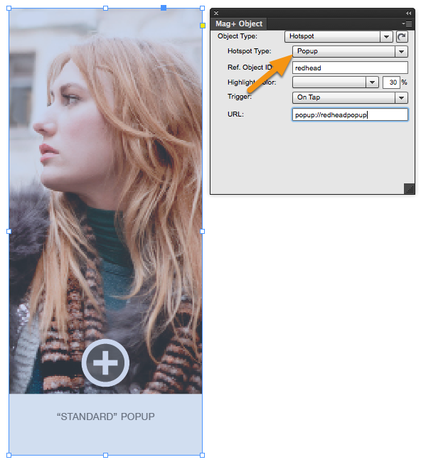 In the Mag+ Objects Panel, make sure the Hotspot Type is set to Popup.