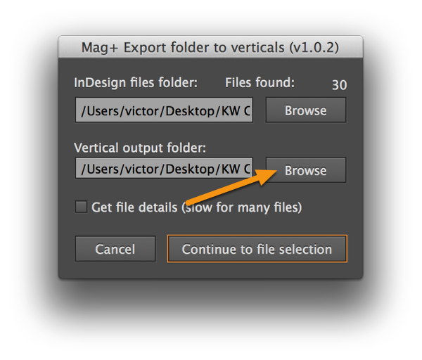 Click the bottom &quot;Browse&quot; button and point to the parent issue folder you want to export to.