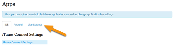 Click on the Live Settings tab.