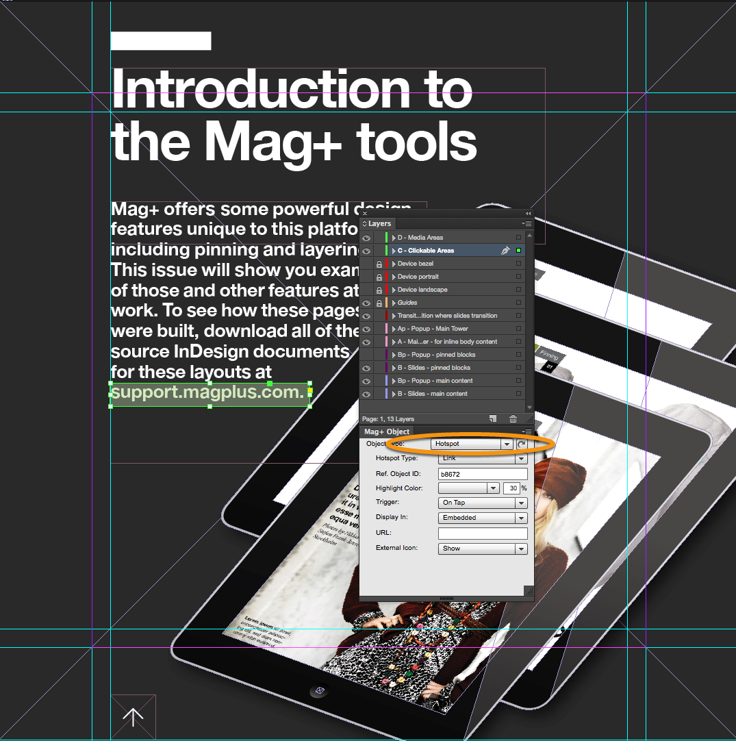 In the Mag+ Object Panel, make sure the Object Type of the new frame is set to &quot;Hotspot.&quot;