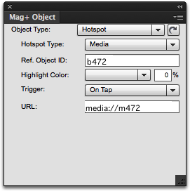 With the frame on the C-Clickable Areas layer selected, set the following options in the Mag+ Object panel: