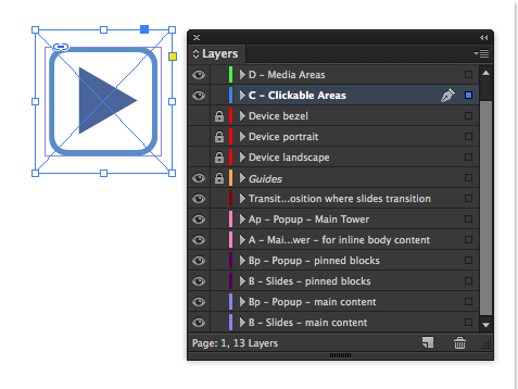 On the C-Clickable Areas layer, draw a frame that covers the Control Image.