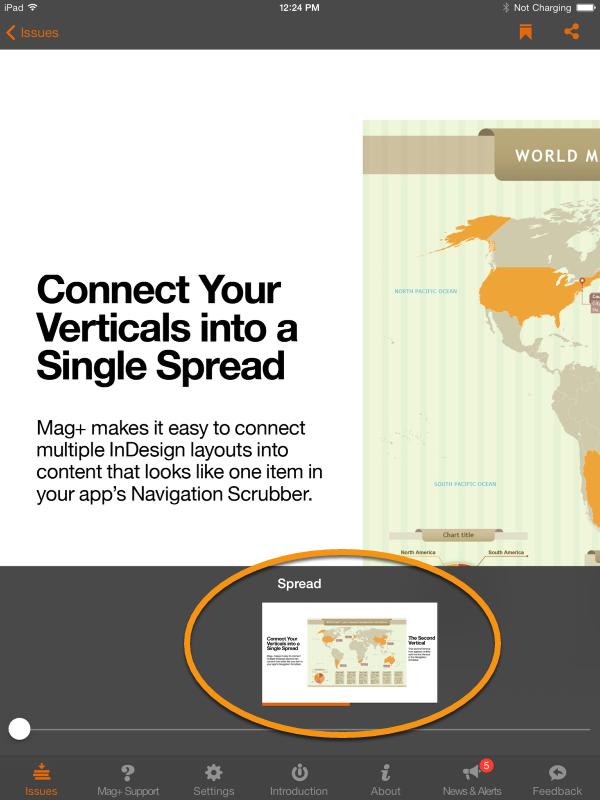 The spread will now appear as a unified item in the Navigation Scrubber of your app.