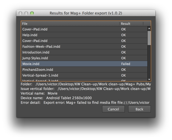 Click "Export files".
