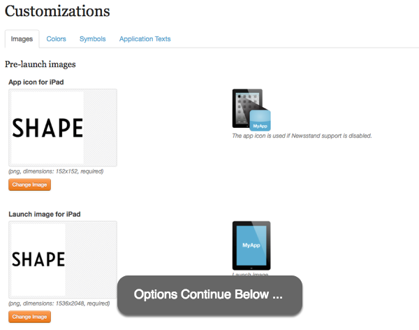 Configure your app customizations.