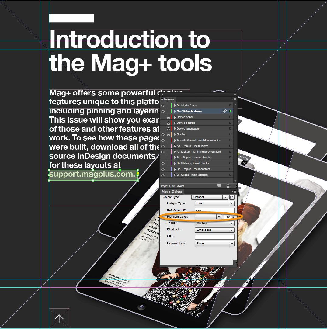 (Optional) In the Mag+ Object Panel, set a Highlight Color and transparency.