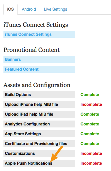 Log in to the Mag+ Publish portal <http://publish.magplus.com> and go to Apps > iOS > Apple Push Notifications.