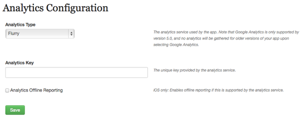 (Optional) Click on Assets and Configuration &gt; Analytics Configuration to configure third party analytics.