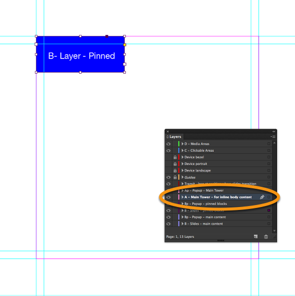 Now select the layer &quot;A - Main Tower&quot; in InDesign.