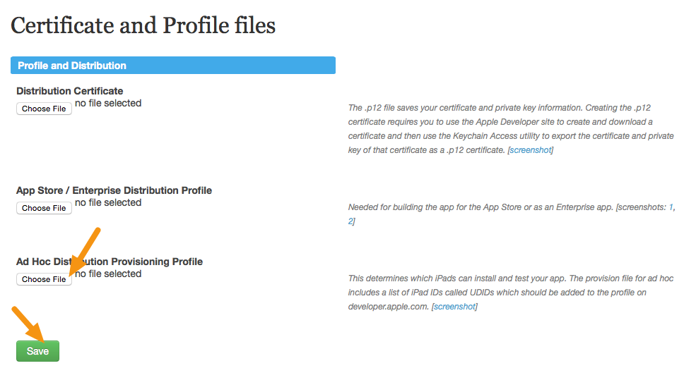 Delete the existing Ad Hoc profile, upload your new profile, and click on &quot;Save.&quot;