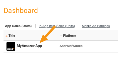 Log into the Amazon Developer Console &lt;https://developer.amazon.com/home.html&gt; and click on the app you want to update.