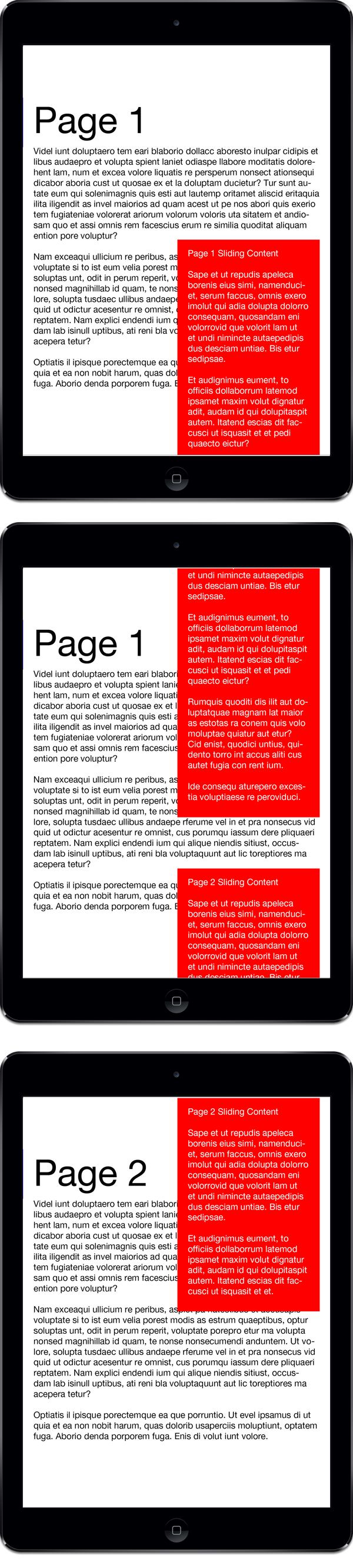 Review your document and swipe up to see how the Snapping feature snaps the A-Layer content on Page 2 into place.
