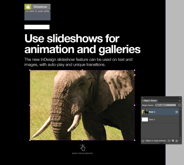 Now double-click on your image box and use the Place command to put the image for your first slide in the box.